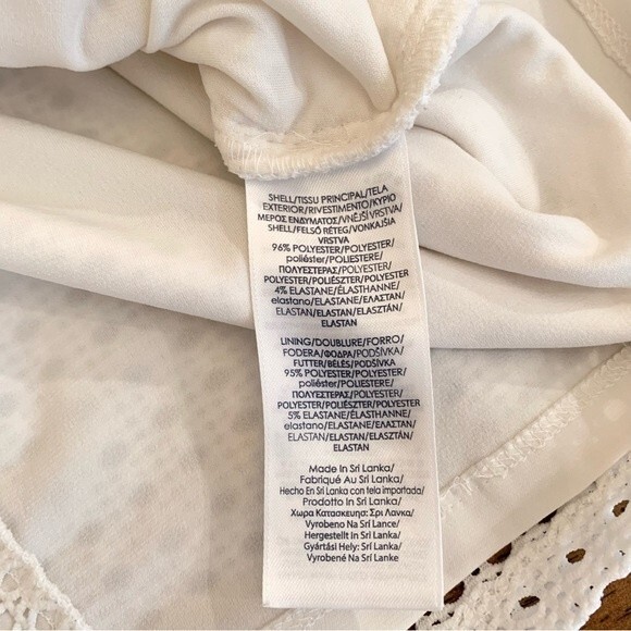 Chaps White Eyelet Sheath Dress Side Ruching Brunch Dress10 - Picture 9 of 9